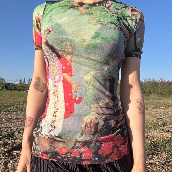 Jean Paul Gaultier green mesh top size M - Picture 6 of 11